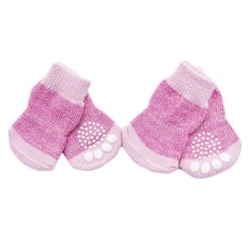 4 Pcs Pink Knitted Dogs Socks Cat Socks Cute Pet Socks Dog Paw Protection for Puppy Indoor Wear - Default