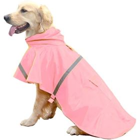 Dog Raincoats for Large Dogs with Reflective Strip Hoodie; Rain Poncho Jacket for Dogs - D4-Pink - [L]