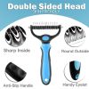 Professional Pet Deshedding Brush 2 Sided Dematting Dog Comb Cat Brush Rake Puppy Grooming Tools Undercoat Shedding Flying Hair - red - L