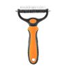 Professional Pet Deshedding Brush 2 Sided Dematting Dog Comb Cat Brush Rake Puppy Grooming Tools Undercoat Shedding Flying Hair - orange - M