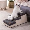 Mewoofun Dog Stairs for Small Dogs Foldable 3 - Tiers Dog Steps for Couch Bed - QF02G